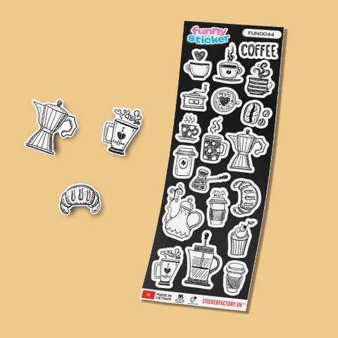  FUNNY0044 VINTAGE COFFEE - Sticker hình dán 