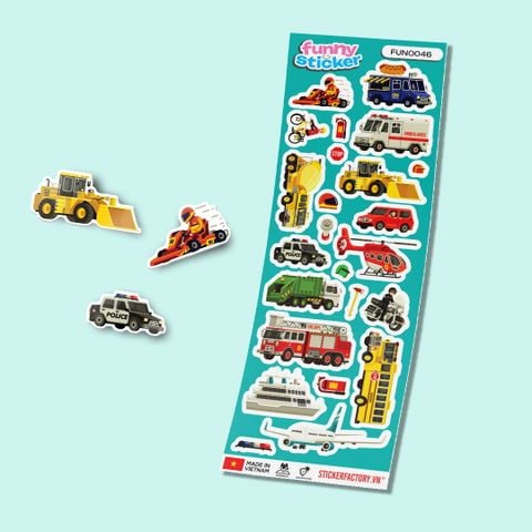  FUNNY0046 VEHICLES - Sticker hình dán 