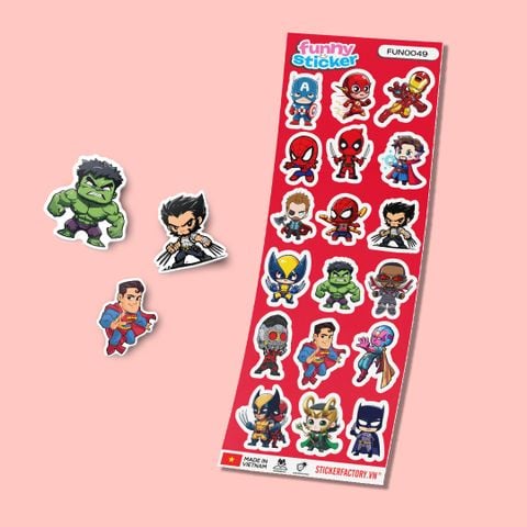  FUNNY0049 CUTE HEROES - Sticker hình dán 