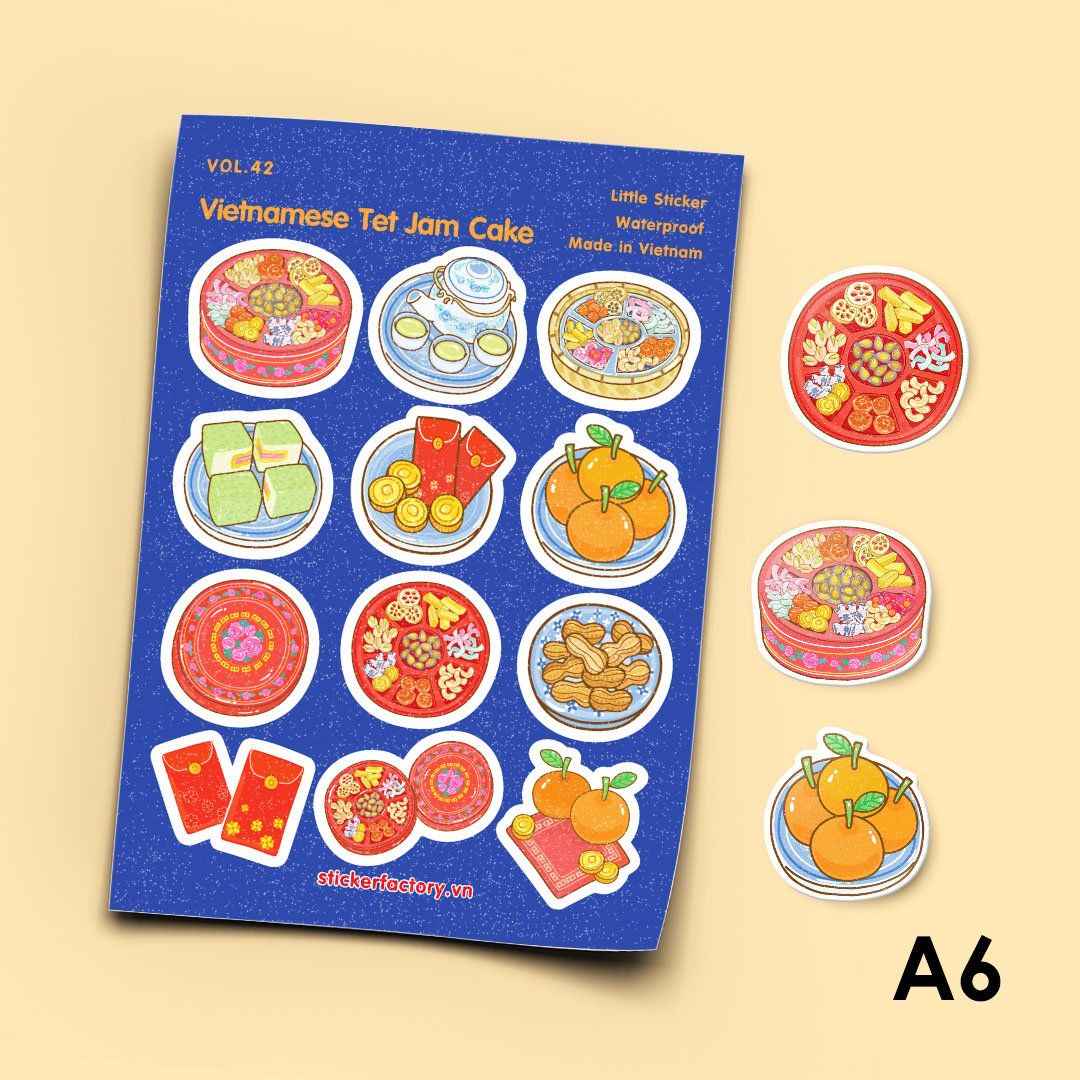 Vol.42 Vietnamese Tet Jam Cake - Little sticker sheet A6