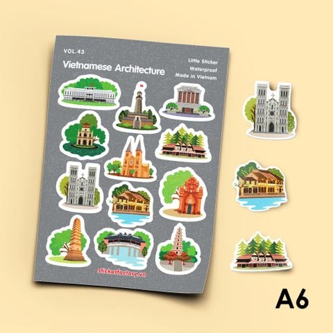  Vol.43 Vietnamese Architecture - Little sticker sheet A6 