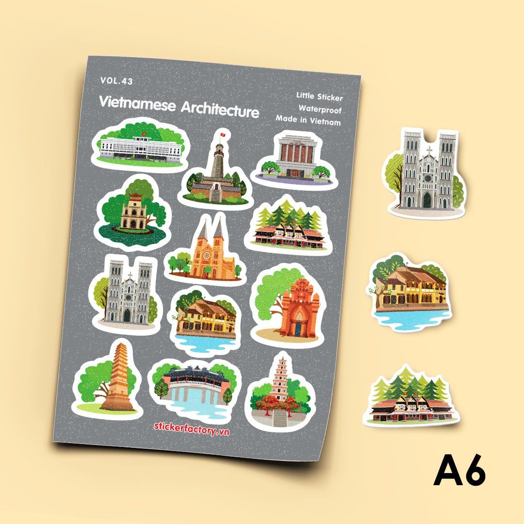 Vol.43 Vietnamese Architecture - Little sticker sheet A6