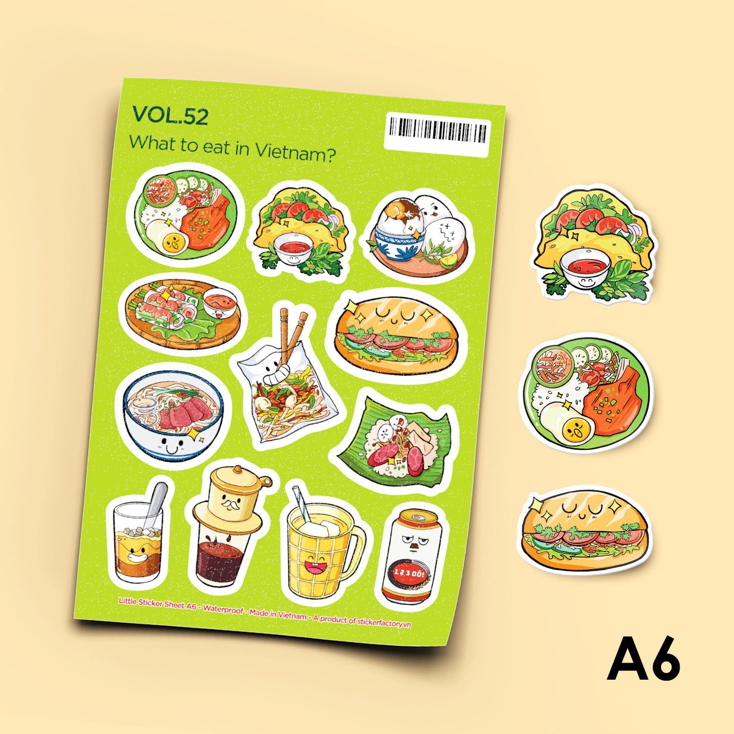 Vol.52 What to eat in Vietnam? - Little sticker sheet A6