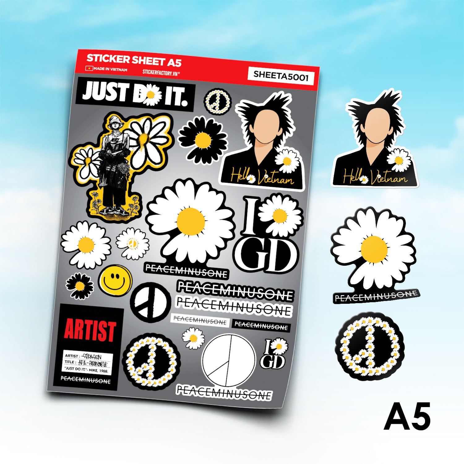 SHEETA5001 GD G-DRAGON - Sticker sheet hình dán A5