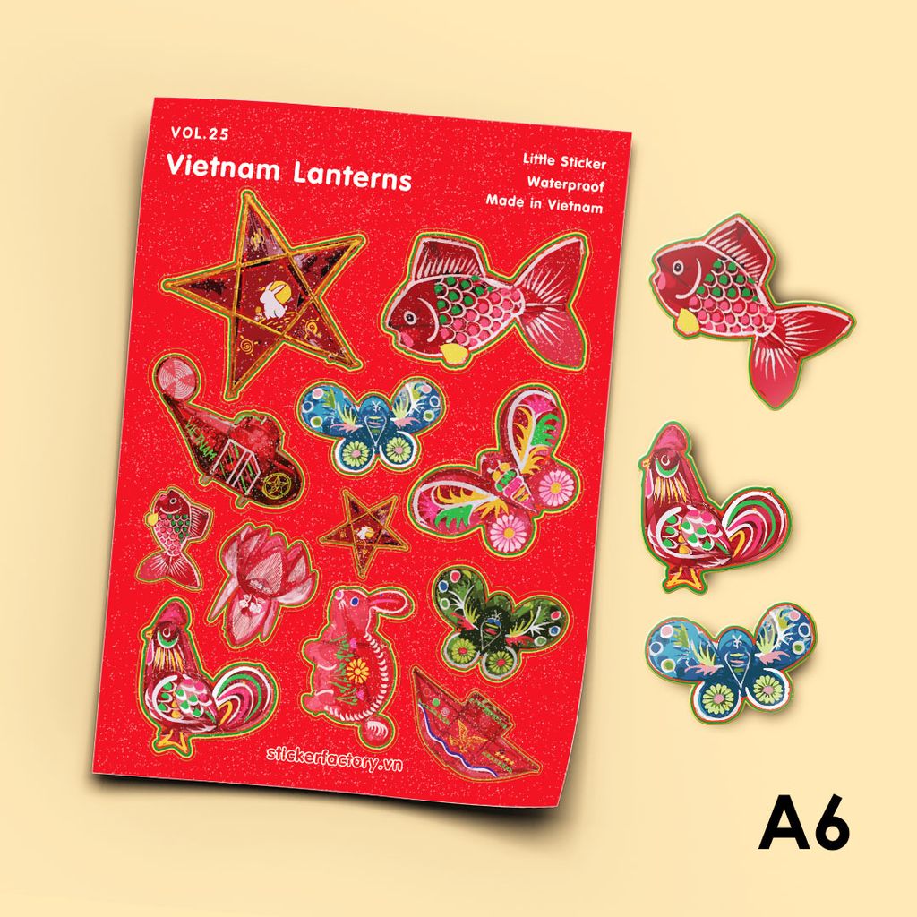 Vol.25 Vietnam Lanterns - Little sticker sheet A6 – Sticker Factory là một sản phẩm vô cùng độc đáo và sáng tạo, mang đến cho bạn một bức tranh tuyệt đẹp về Việt Nam truyền thống. Hãy xem hình ảnh để tìm hiểu thêm về những lồng đèn tuyệt vời của Việt Nam.