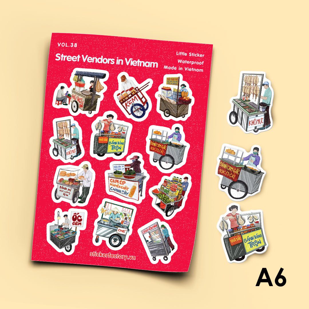 Vol.38 Street Vendors in Vietnam - Little sticker sheet A6