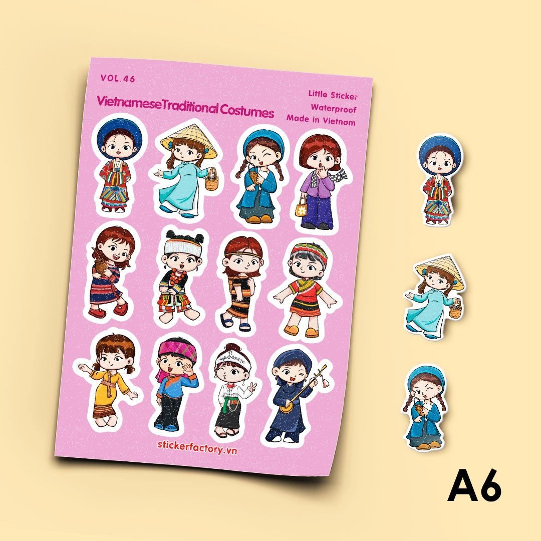 Vol.46 Vietnamese Traditional Costumes - Little sticker sheet A6