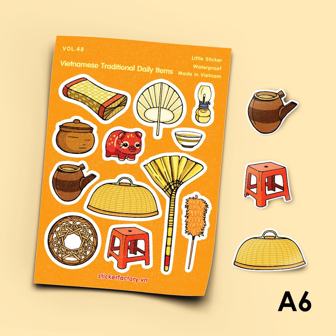 Vol.48 Vietnamese Traditional Daily Items - Little sticker sheet A6