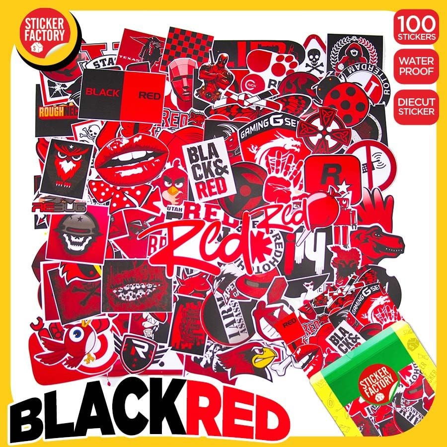 Black Red - Set 100 sticker hình dán