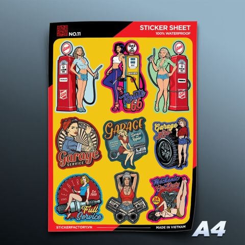  NO.11 Garage Girl - Sticker Sheet A4 