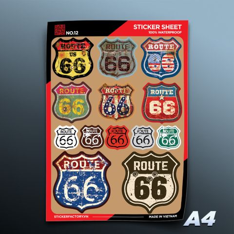  NO.12 Route 66 - Sticker Sheet A4 
