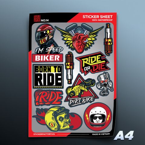  NO.14 Biker - Sticker Sheet A4 