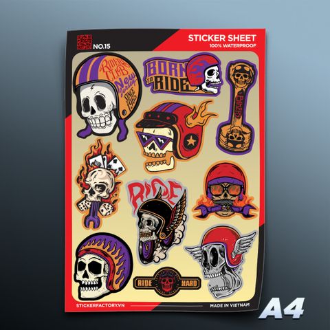  NO.15 Skull Rider - Sticker Sheet A4 