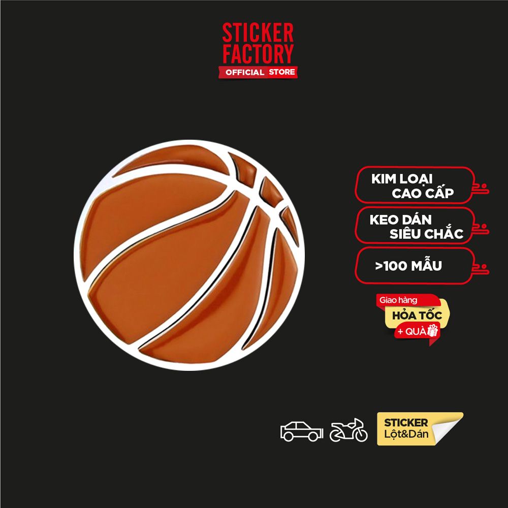 Bóng rổ NBA - Sticker hình dán metal kim loại 3D