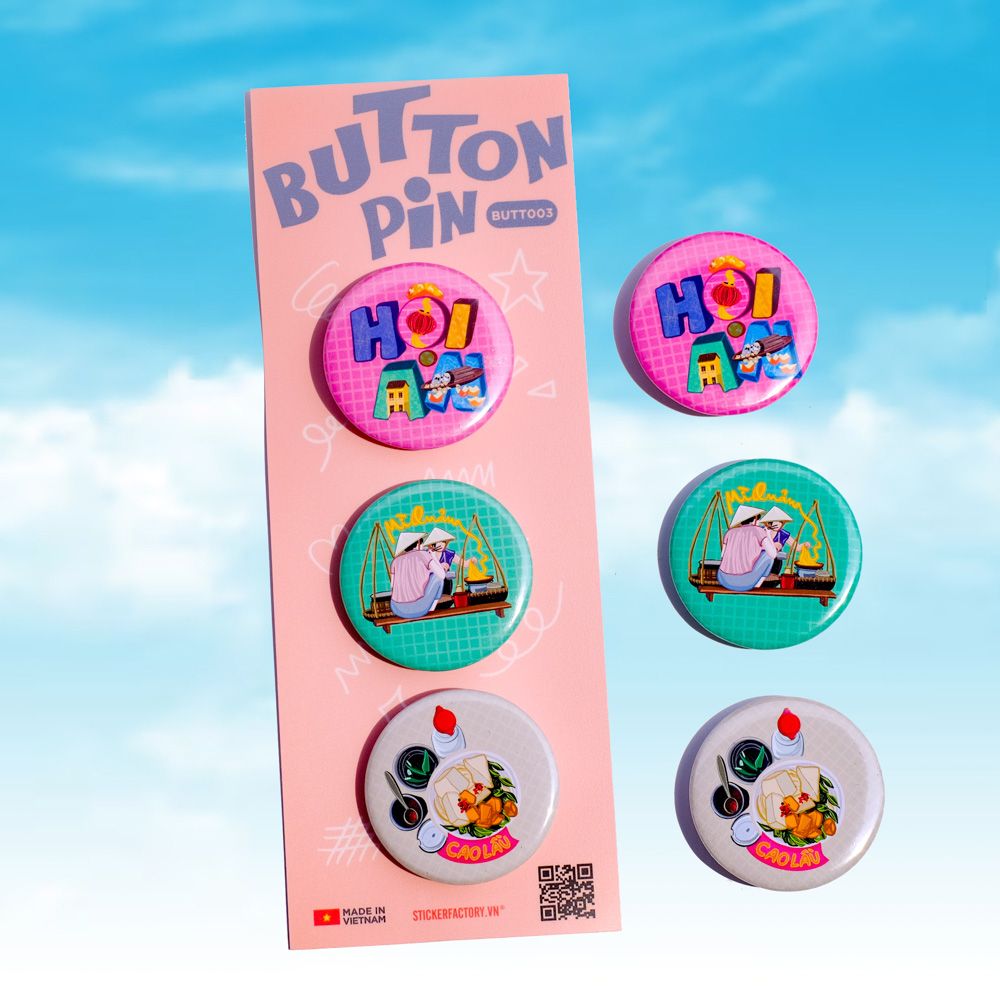 BUTT003 Hội An - Set 3 Button Pin - Huy hiệu nhựa tròn