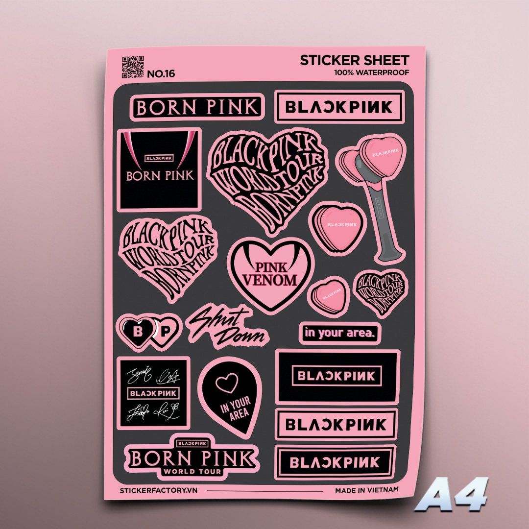 NO.16 Black Pink World Tour Born Pink - Sticker Sheet A4