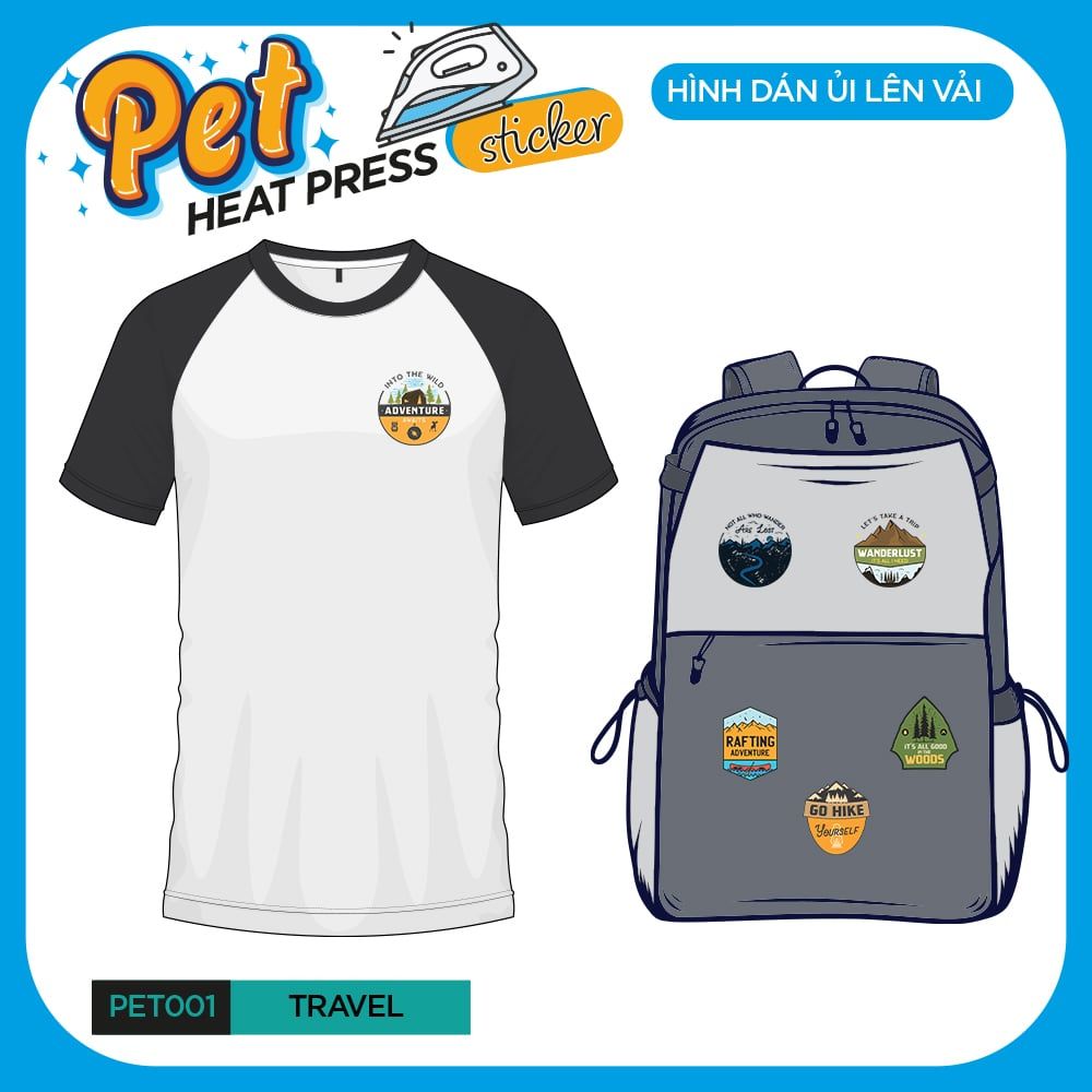 PET001 - TRAVEL - Heatpress sticker - Hình dán chuyển nhiệt