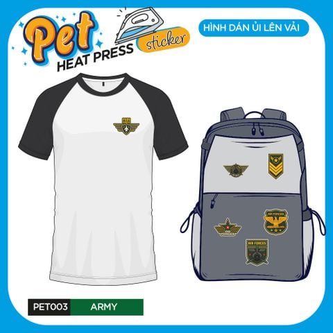  PET003 - ARMY - Heatpress sticker - Hình dán chuyển nhiệt 