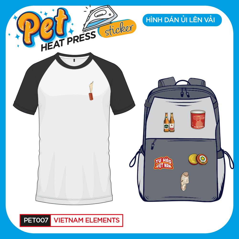 PET007 - VIETNAM ELEMENTS - Heatpress sticker - Hình dán chuyển nhiệt