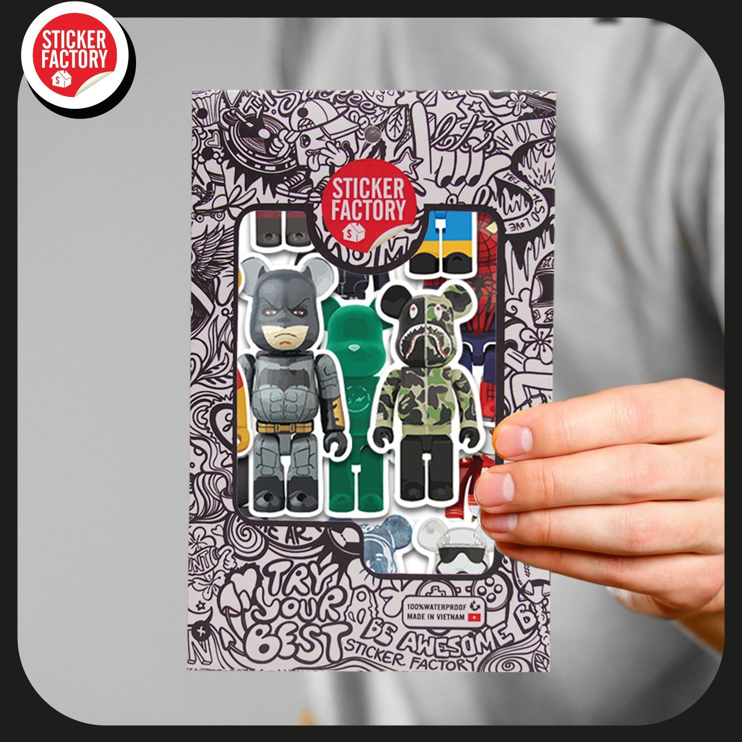 Bearbrick - Set 30 sticker hình dán