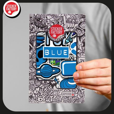 Blue Color - Set 30 sticker hình dán 