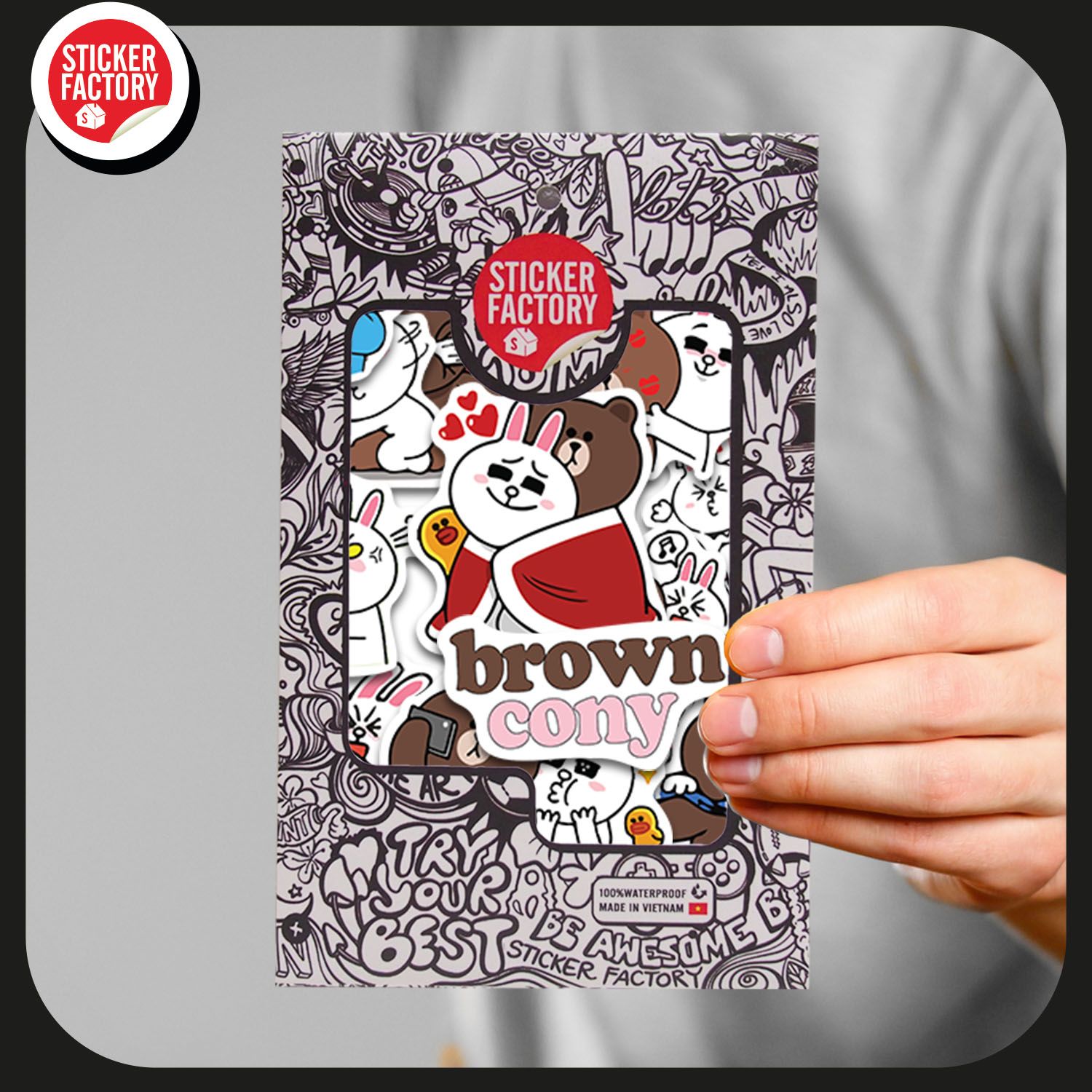 Brown and Cony - Set 30 sticker hình dán
