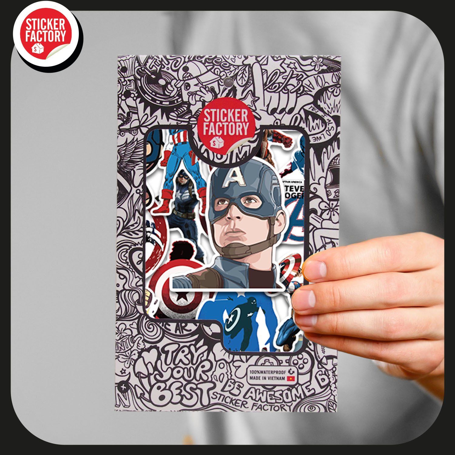 Captain America - Set 30 sticker hình dán