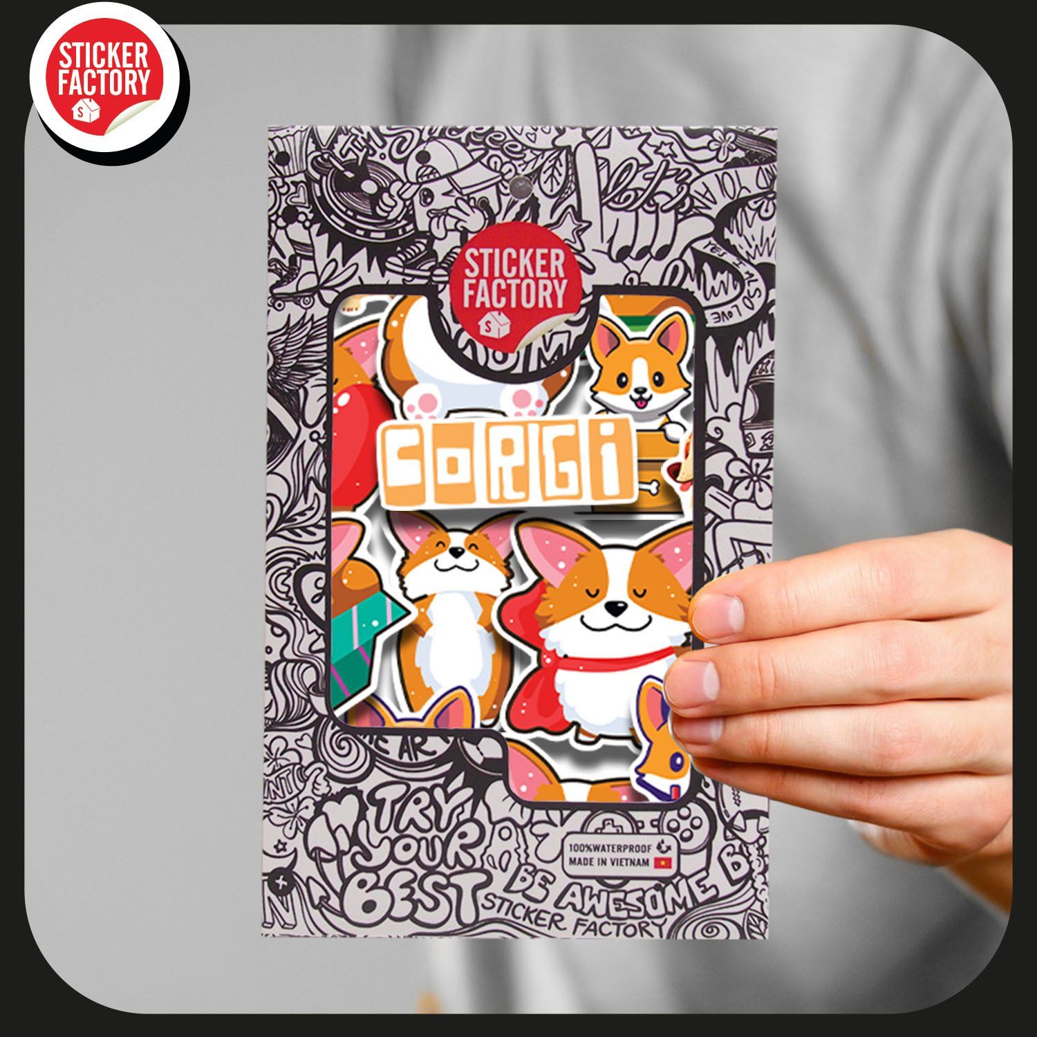 Corgi chó - Set 30 sticker hình dán