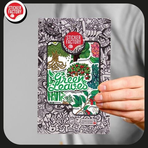  Green Tree Flower - Set 30 sticker hình dán 