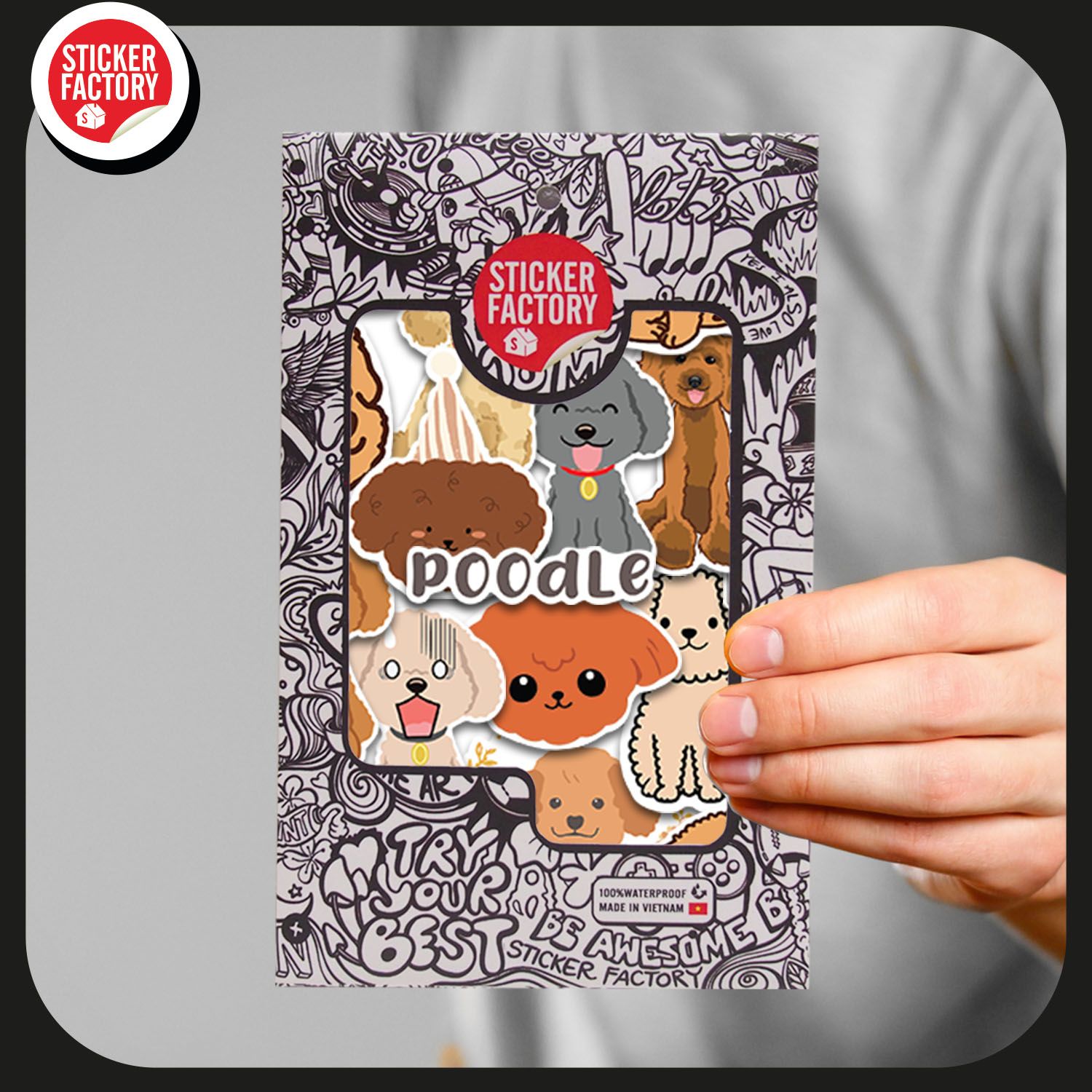 Poodle Dog - Set 30 sticker hình dán