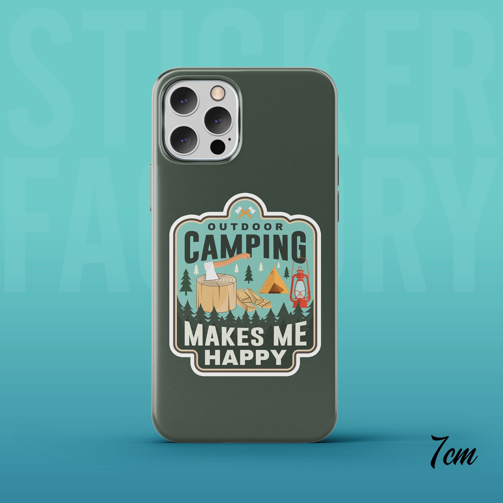 OUTDOOR CAMPING MAKES ME HAPPY 7cm - Sticker Die-cut hình dán cắt rời