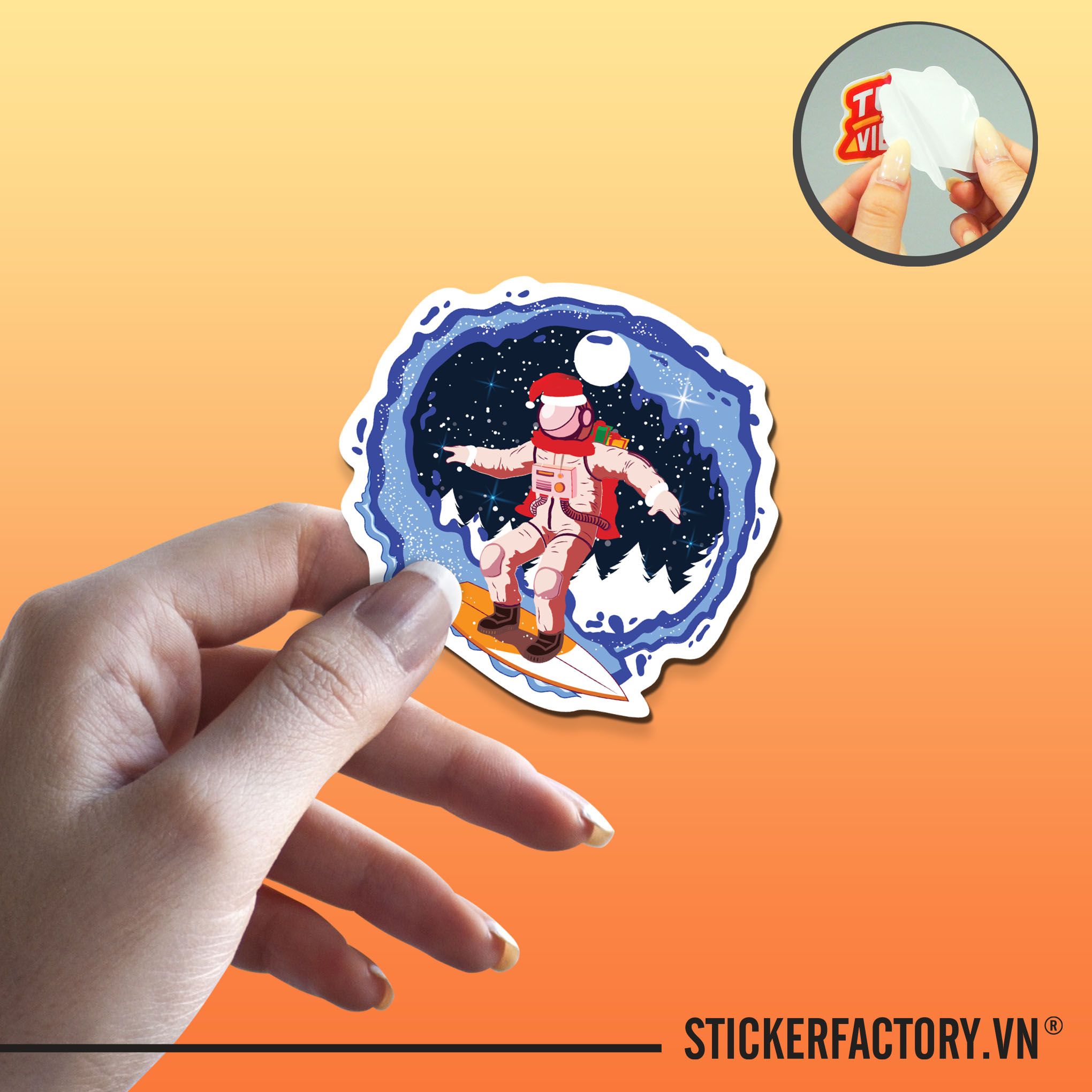 ASTRONAUT XMAS 7cm - Sticker Die-cut hình dán cắt rời