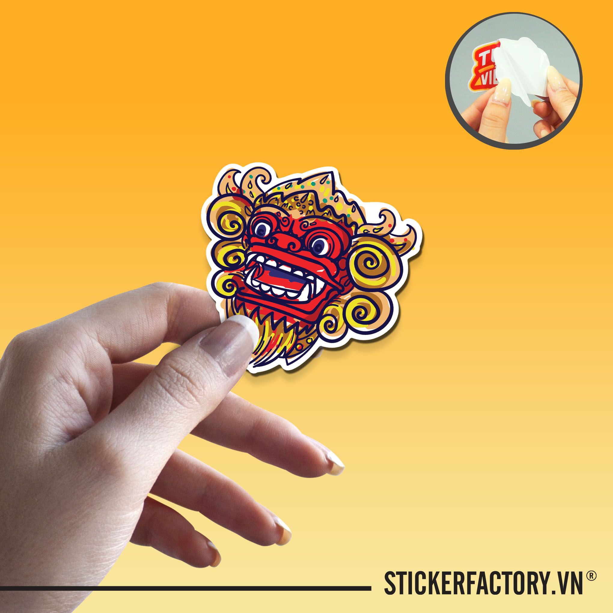 BARONG BALI MASK 7cm - Sticker Die-cut hình dán cắt rời