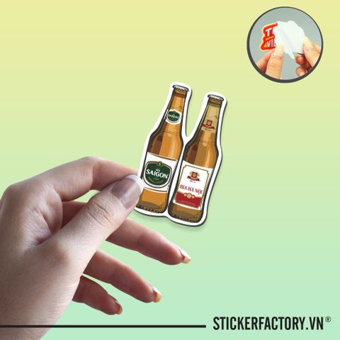  BIA SÀI GÒN - BIA HÀ NỘI 7cm - Sticker Die-cut hình dán cắt rời 