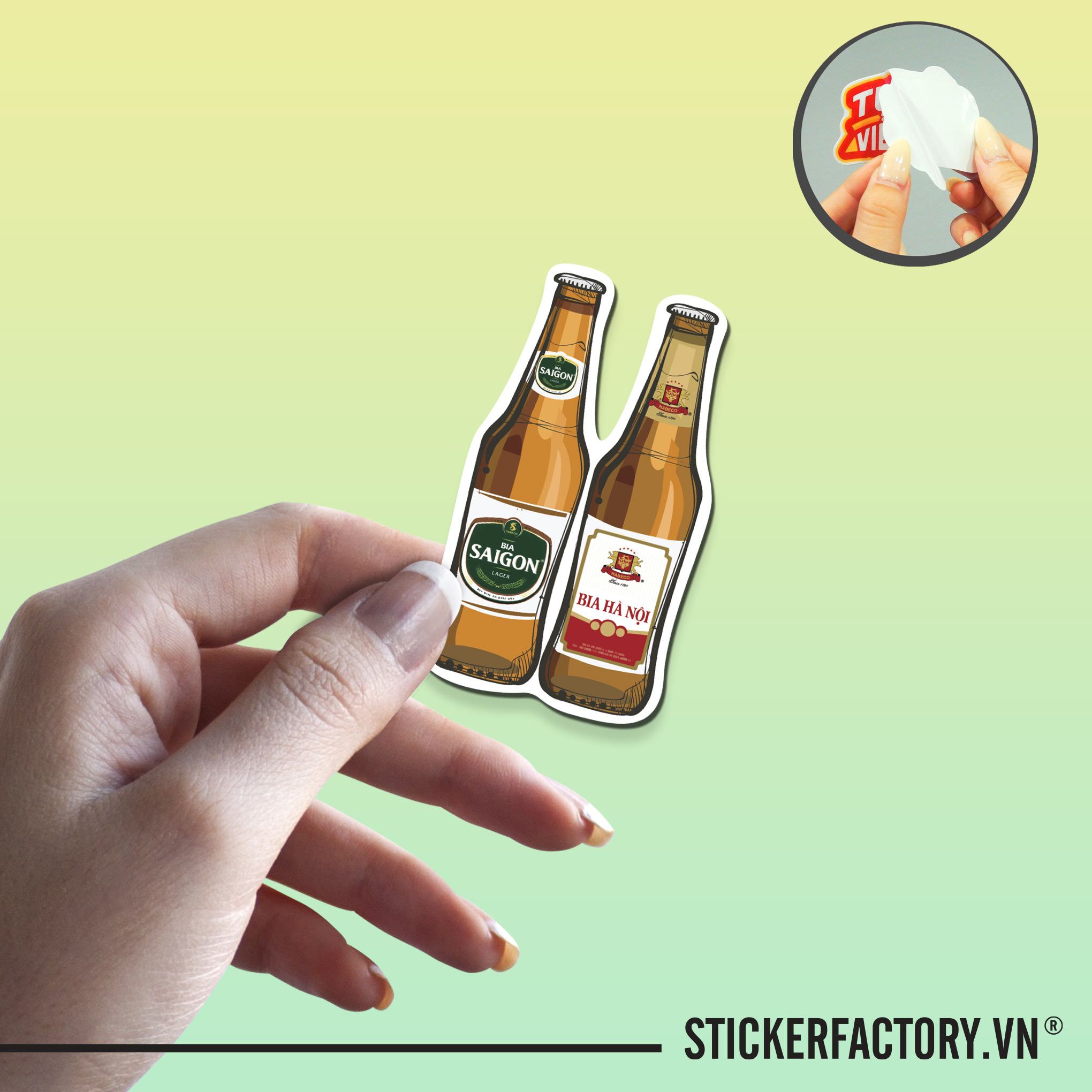 BIA SÀI GÒN - BIA HÀ NỘI 7cm - Sticker Die-cut hình dán cắt rời