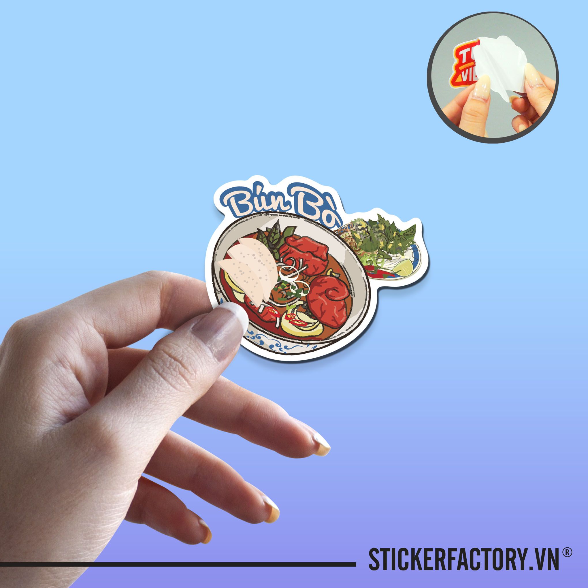 BÚN BÒ 7cm - Sticker Die-cut hình dán cắt rời