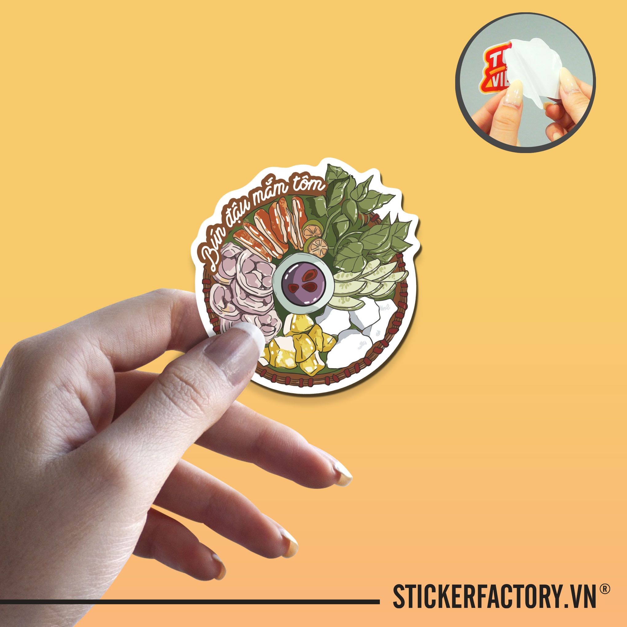 BÚN ĐẬU MẮM TÔM 7cm - Sticker Die-cut hình dán cắt rời