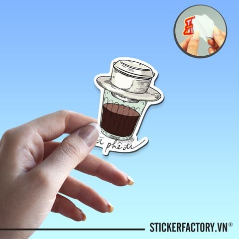  CÀ PHÊ ĐI 7cm - Sticker Die-cut hình dán cắt rời 