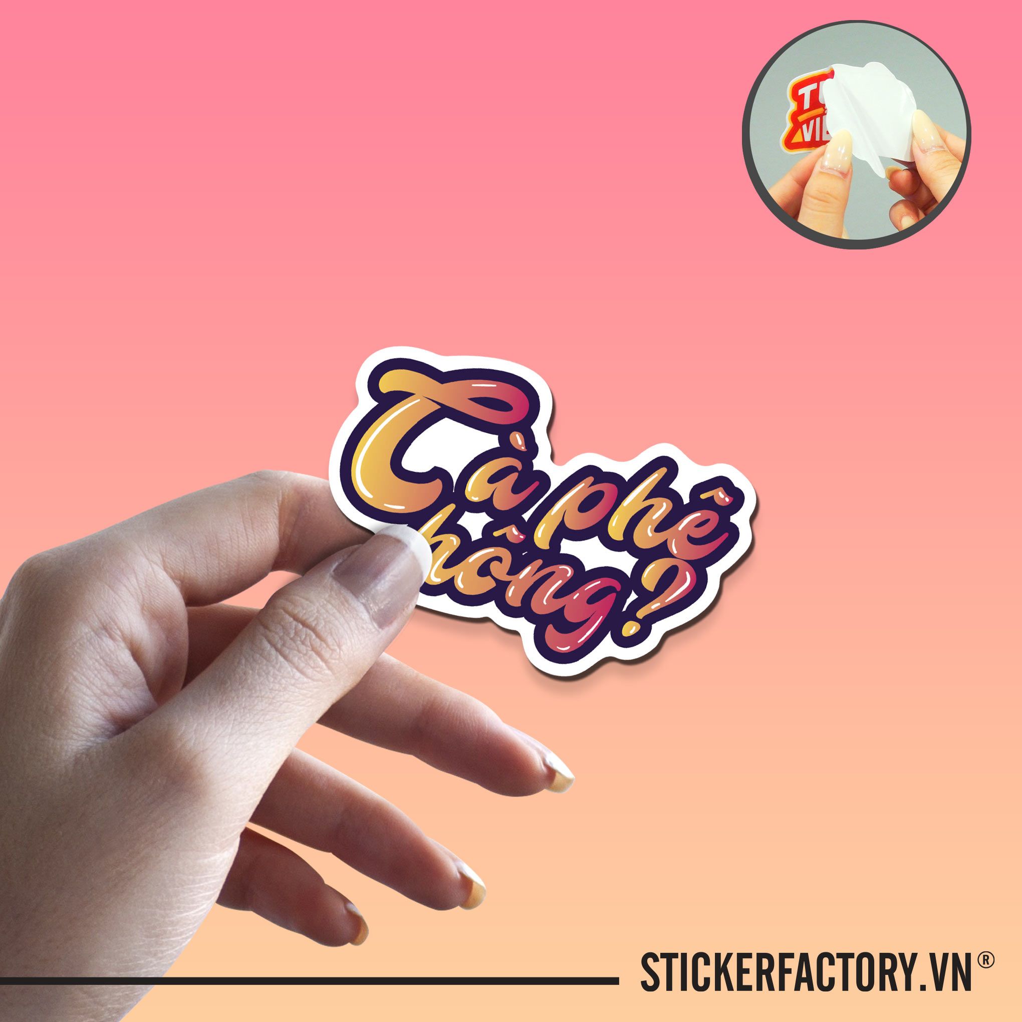 CÀ PHÊ HÔNG? 7cm - Sticker Die-cut hình dán cắt rời