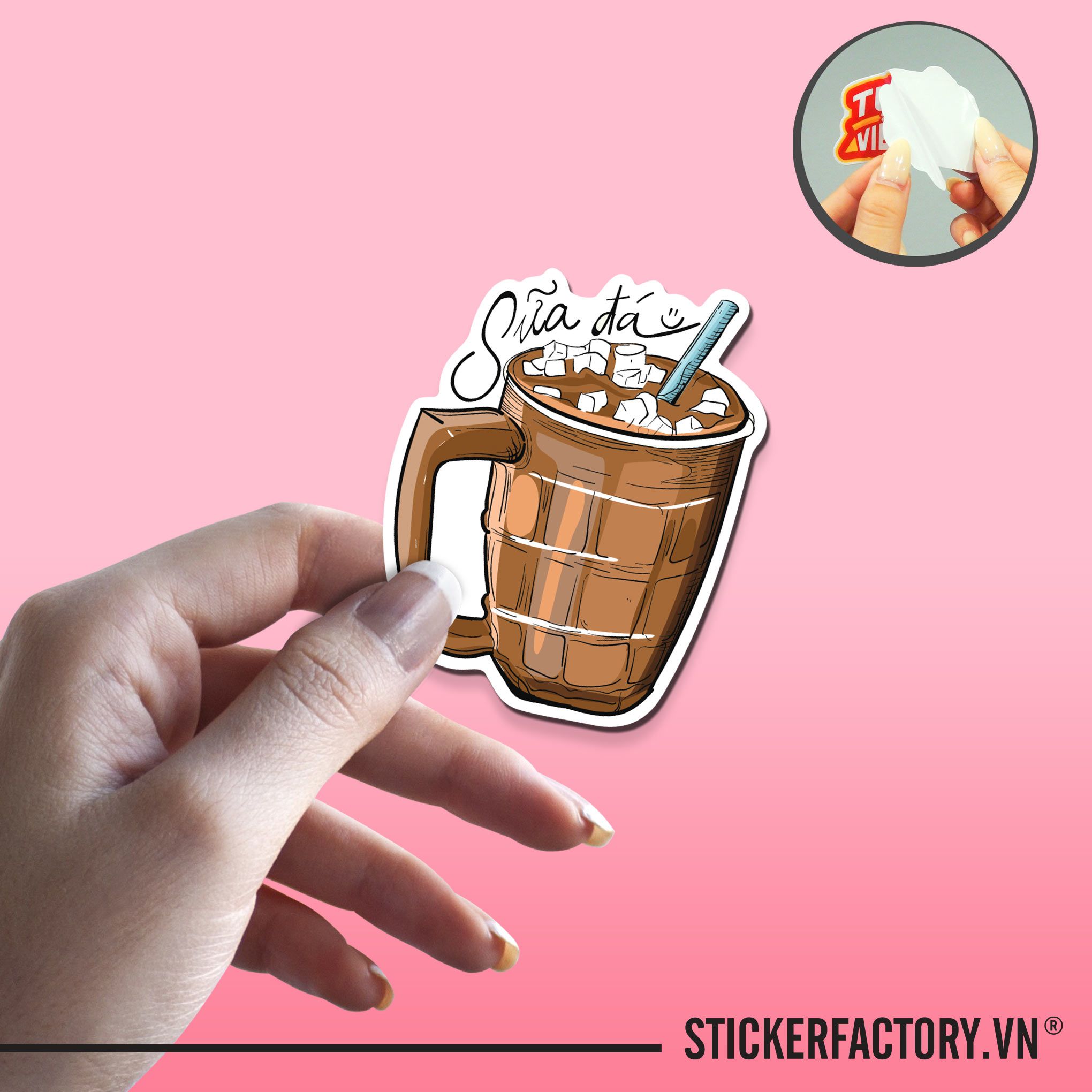 CÀ PHÊ SỮA ĐÁ 7cm - Sticker Die-cut hình dán cắt rời