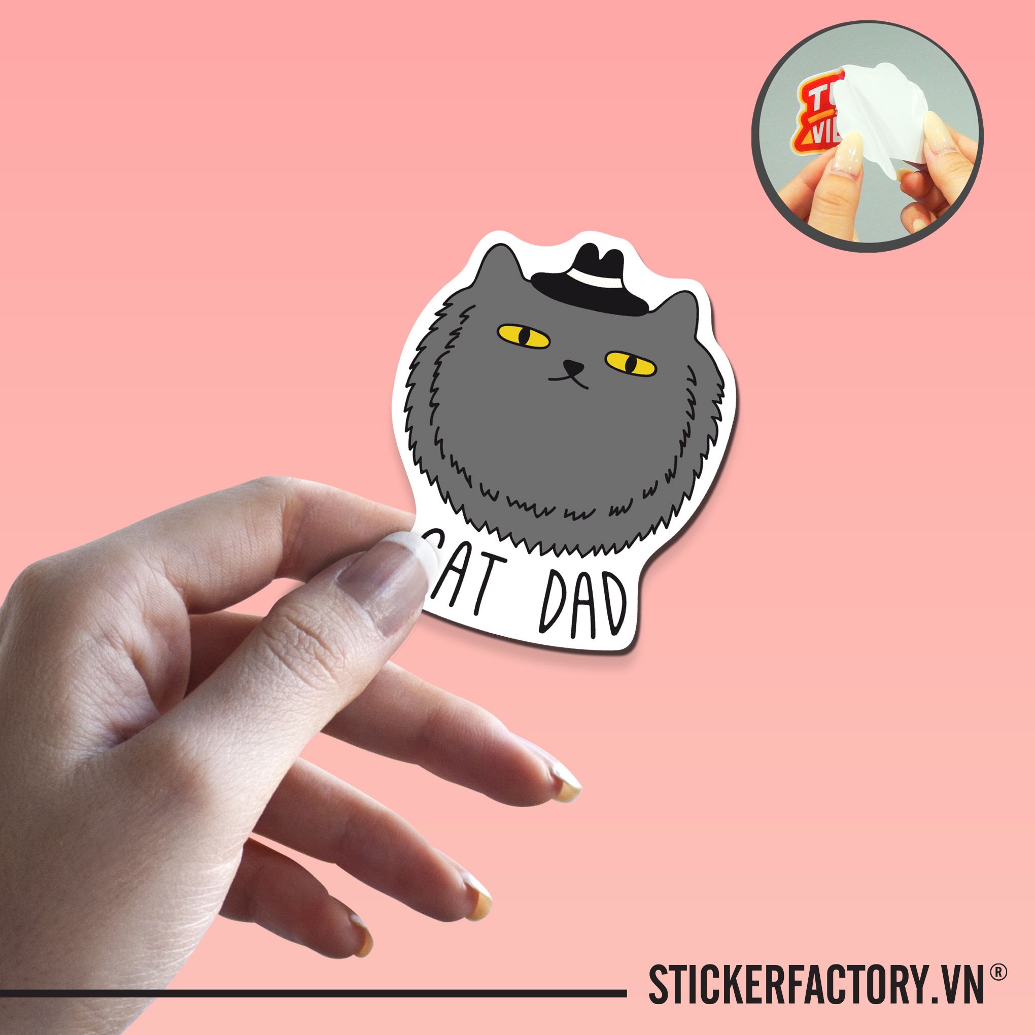 CAT DAD 7cm - Sticker Die-cut hình dán cắt rời