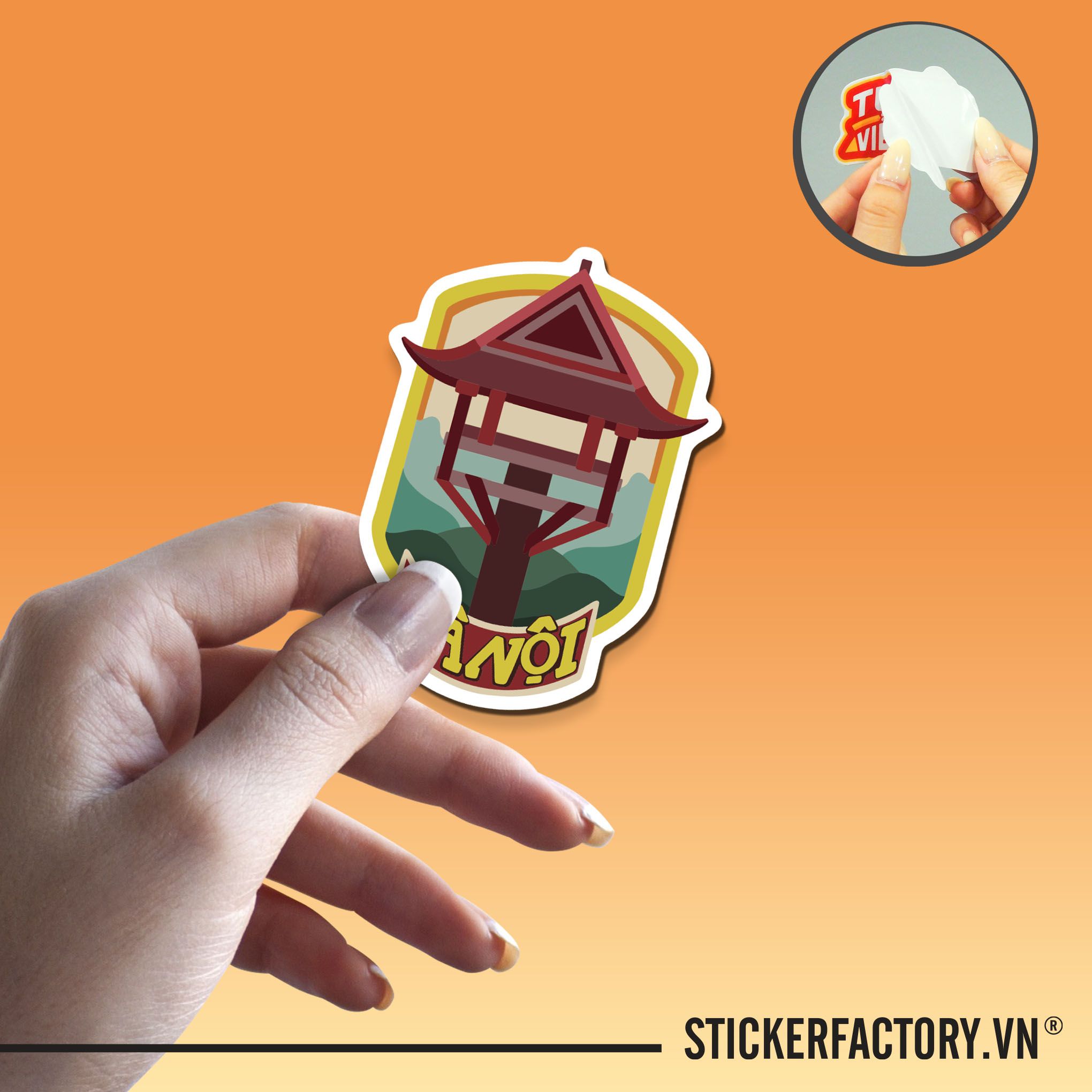 CHÙA MỘT CỘT 7cm - Sticker Die-cut hình dán cắt rời