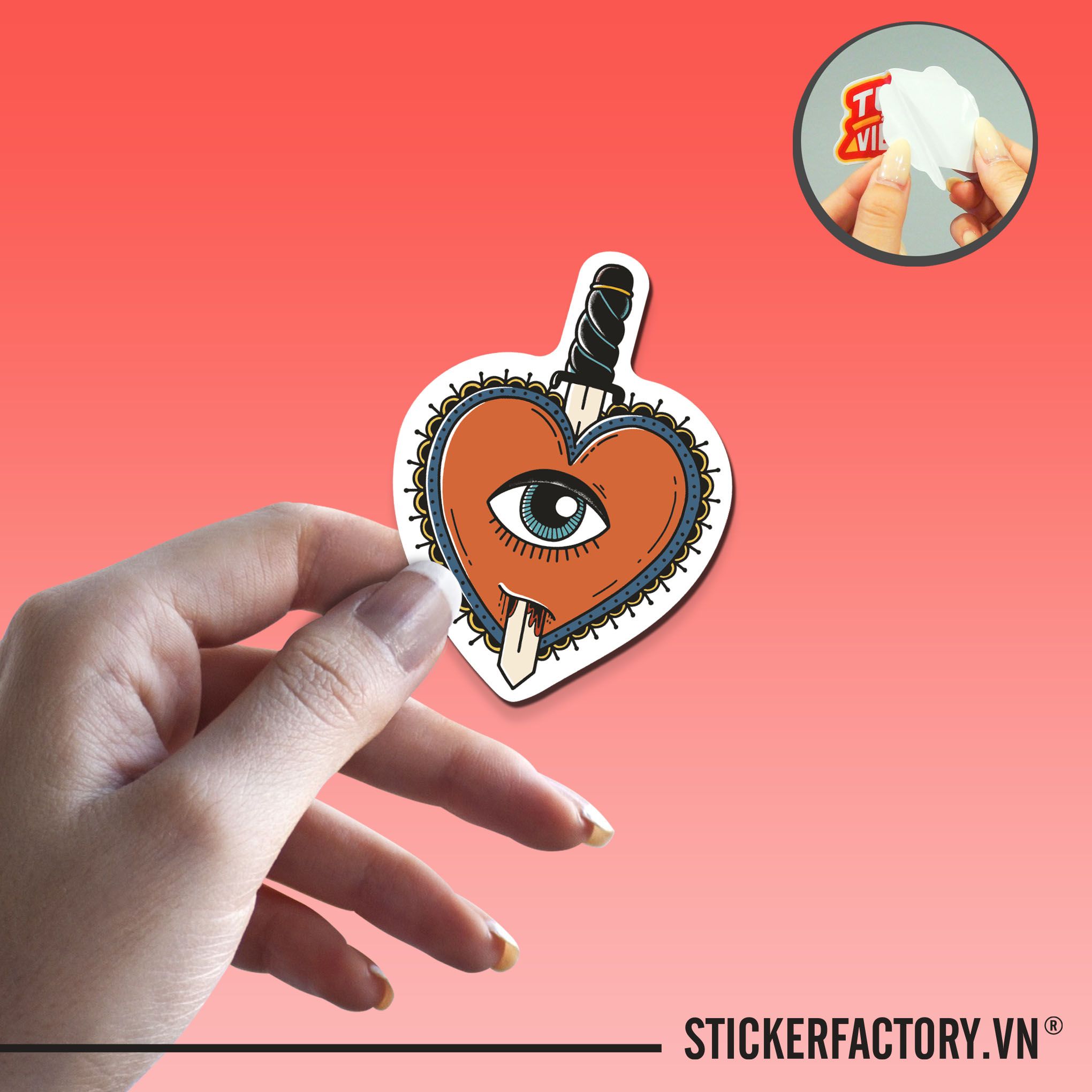 DEMON HEART TATTOO 7cm - Sticker Die-cut hình dán cắt rời