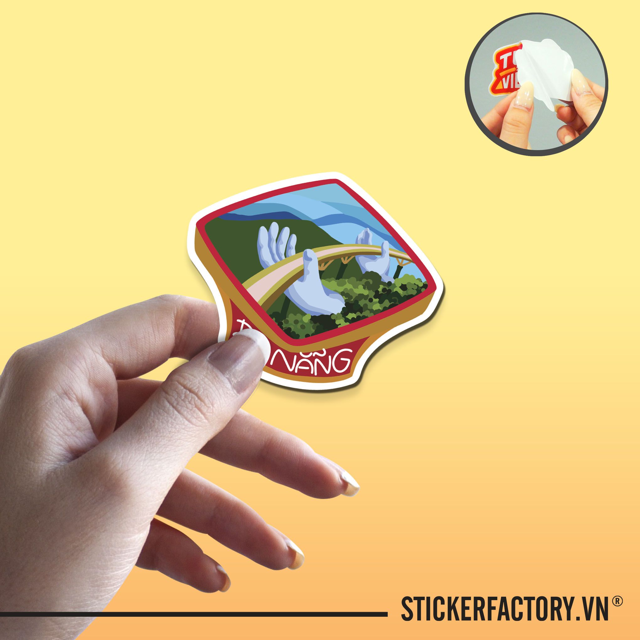 ĐÀ NẴNG CẦU VÀNG 7cm - Sticker Die-cut hình dán cắt rời