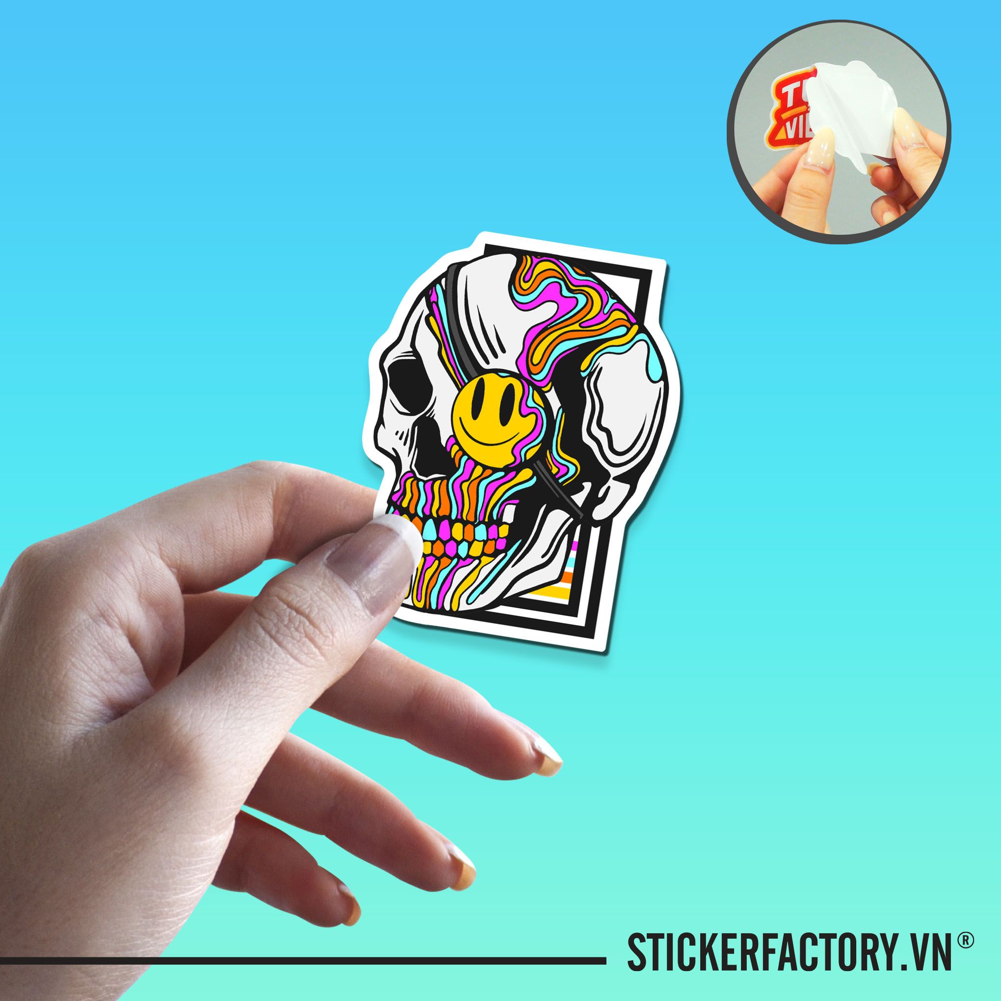 SMILE EYE SKULL 7cm - Sticker Die-cut hình dán cắt rời