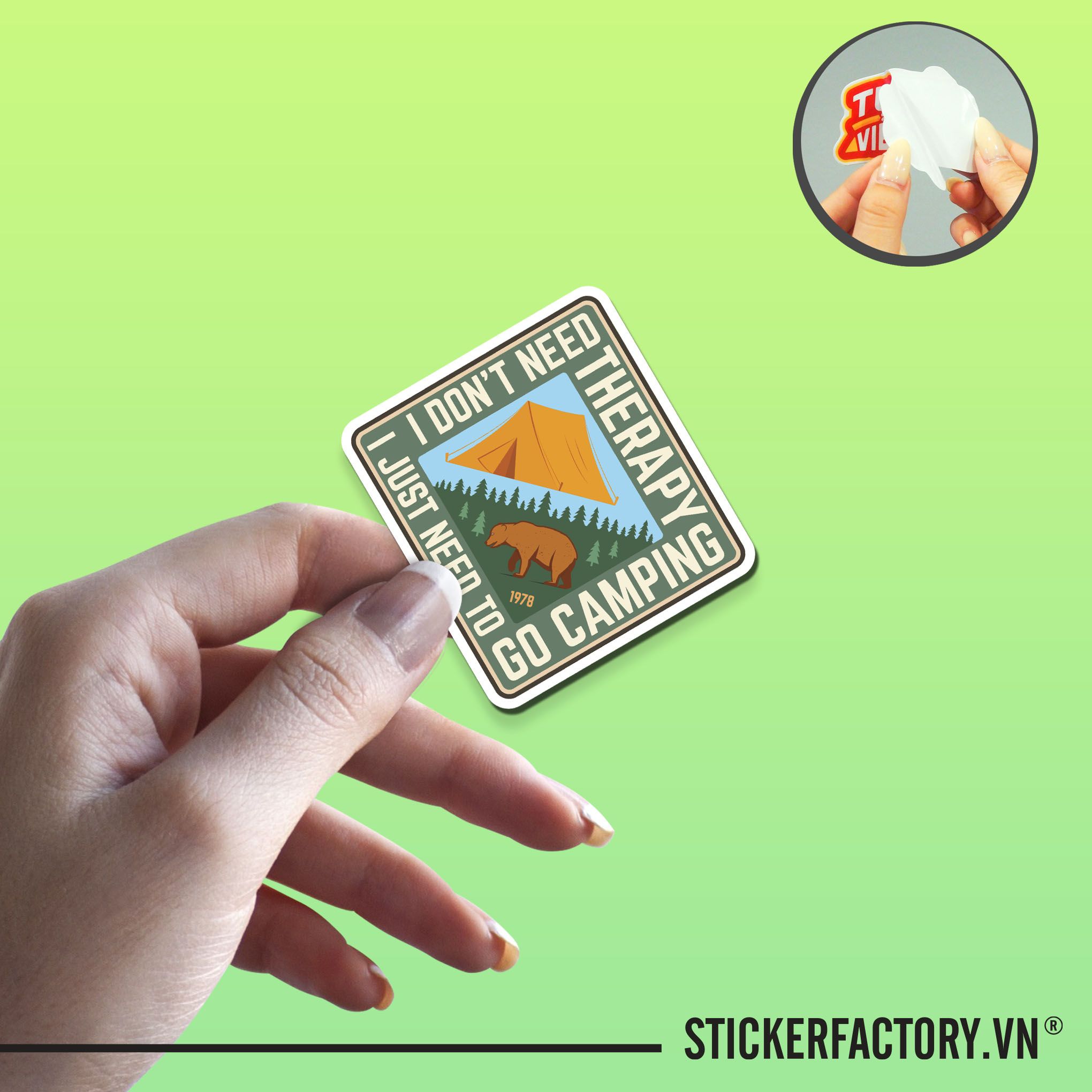 I JUST NEED TO GO CAMPING 7cm - Sticker Die-cut hình dán cắt rời