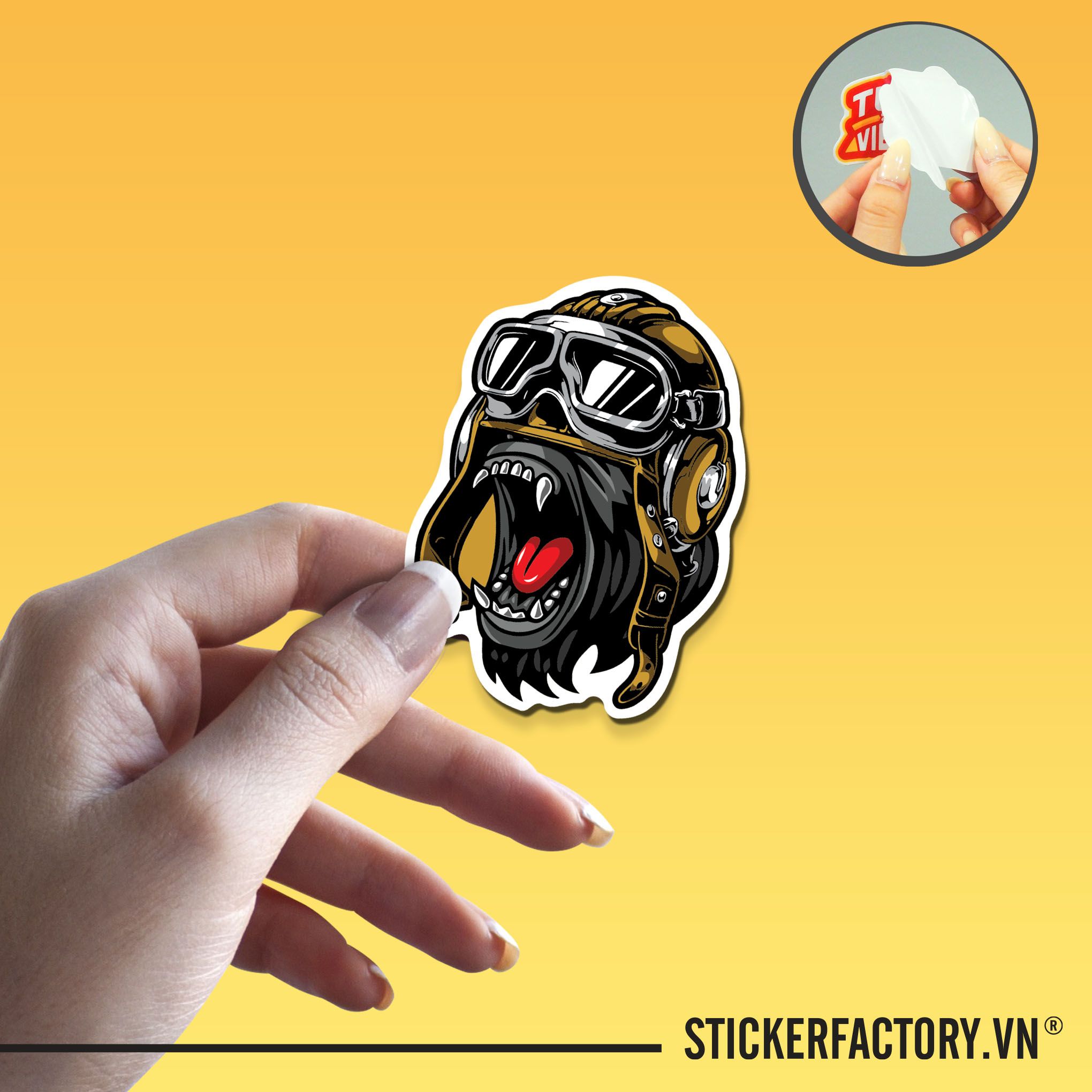 GORILLA BIKER 7cm - Sticker Die-cut hình dán cắt rời