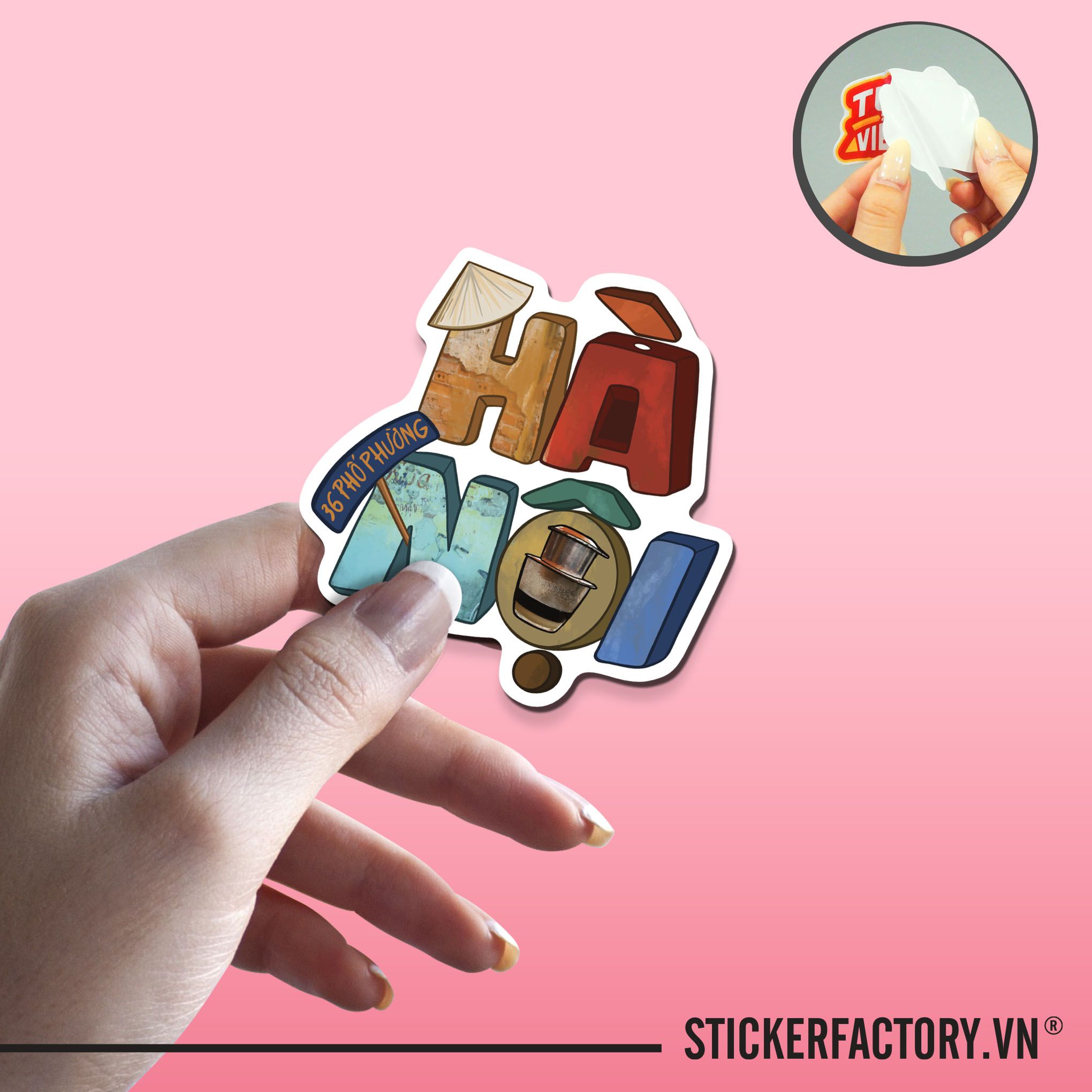 HÀ NỘI 7cm - Sticker Die-cut hình dán cắt rời