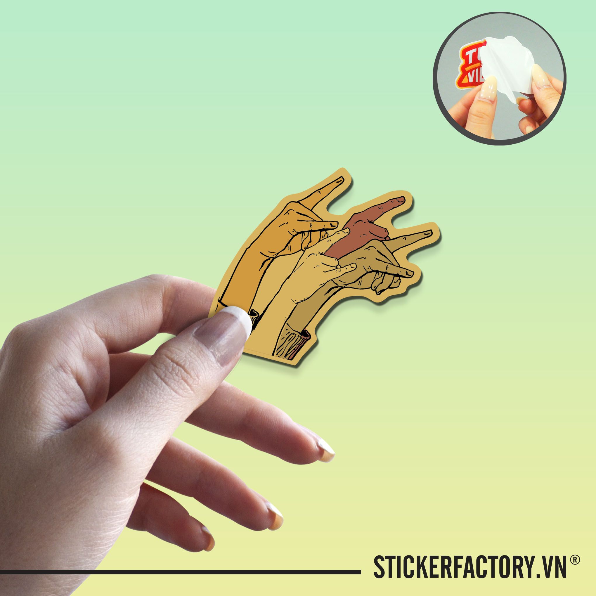 HANDS UP ROCK SIGN 7cm - Sticker Die-cut hình dán cắt rời
