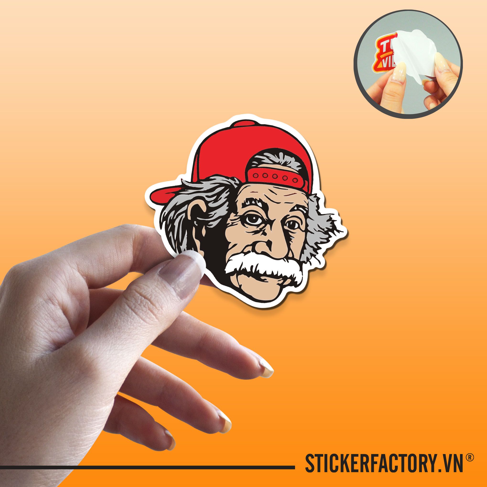 RED HAT EINSTEIN 7cm - Sticker Die-cut hình dán cắt rời